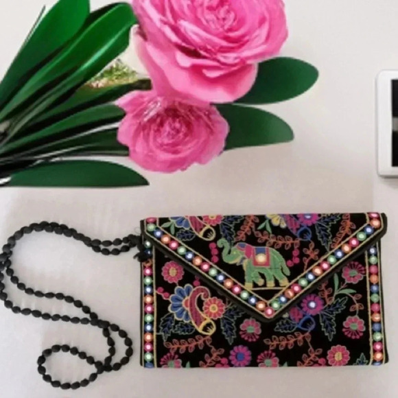🐘 Made in India🐘/Stunning embroidered bag/ Elephant & floral detail/ Colourful - Picture 2 of 12